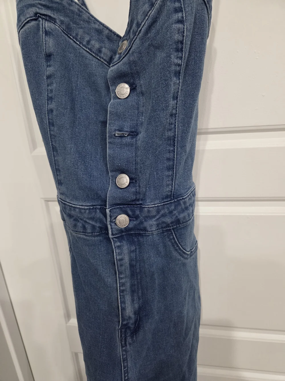 DENIM BLUE Light Blue Denim Lace-Back Women’s Jean Overalls Size Small